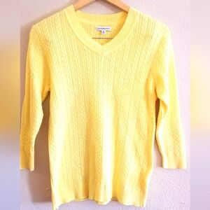 Croft & Barrow womens daffodil light yellow cable knit cotton sweater si…